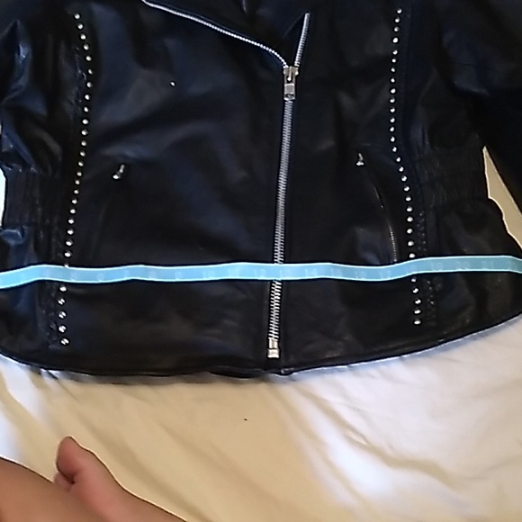Women's black 2XL Leather motorcycle jacket - Picture 4 of 12